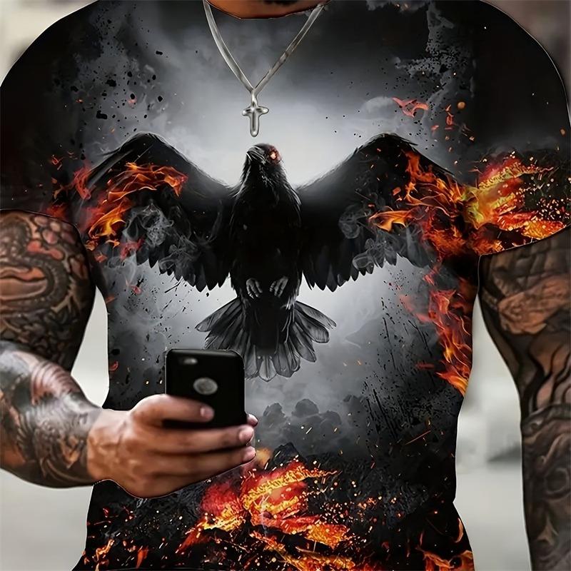 Men's New 3D T-shirt Crew Neck Short Sleeve Casual Top Breathable