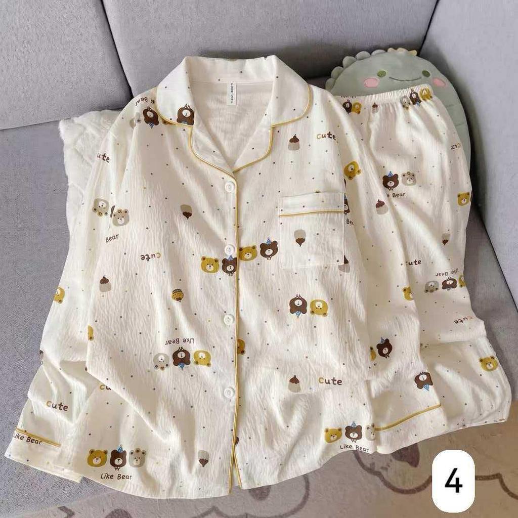 Women's Cloud Cotton Long Sleeve Pajamas - Sweet Cartoon Design for Spring & Autumn, Versatile for Home or Out