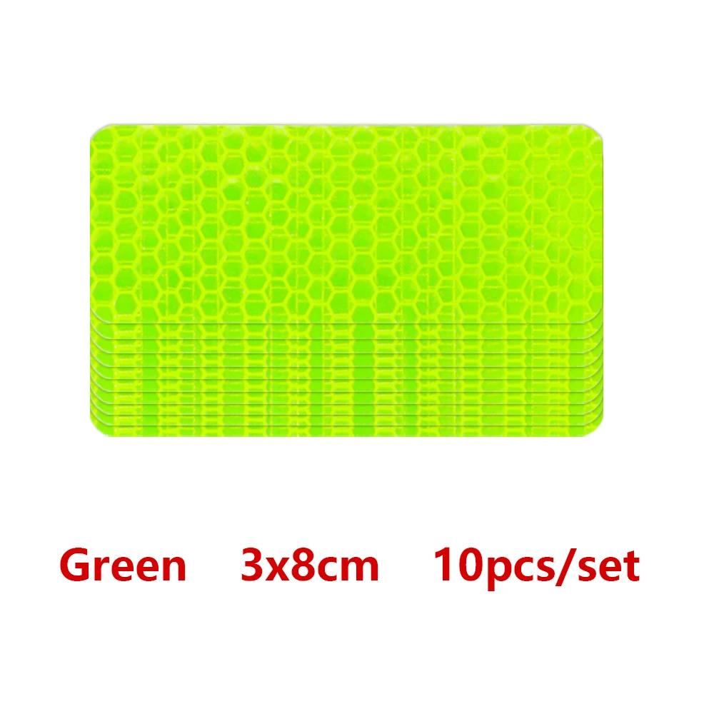

Car Reflective Sticker Universal Motorcycle Electric Vehicle Bicycle Rectangular Reflective Warning Decal DIY Decorative Sticker 10pcs зелёный