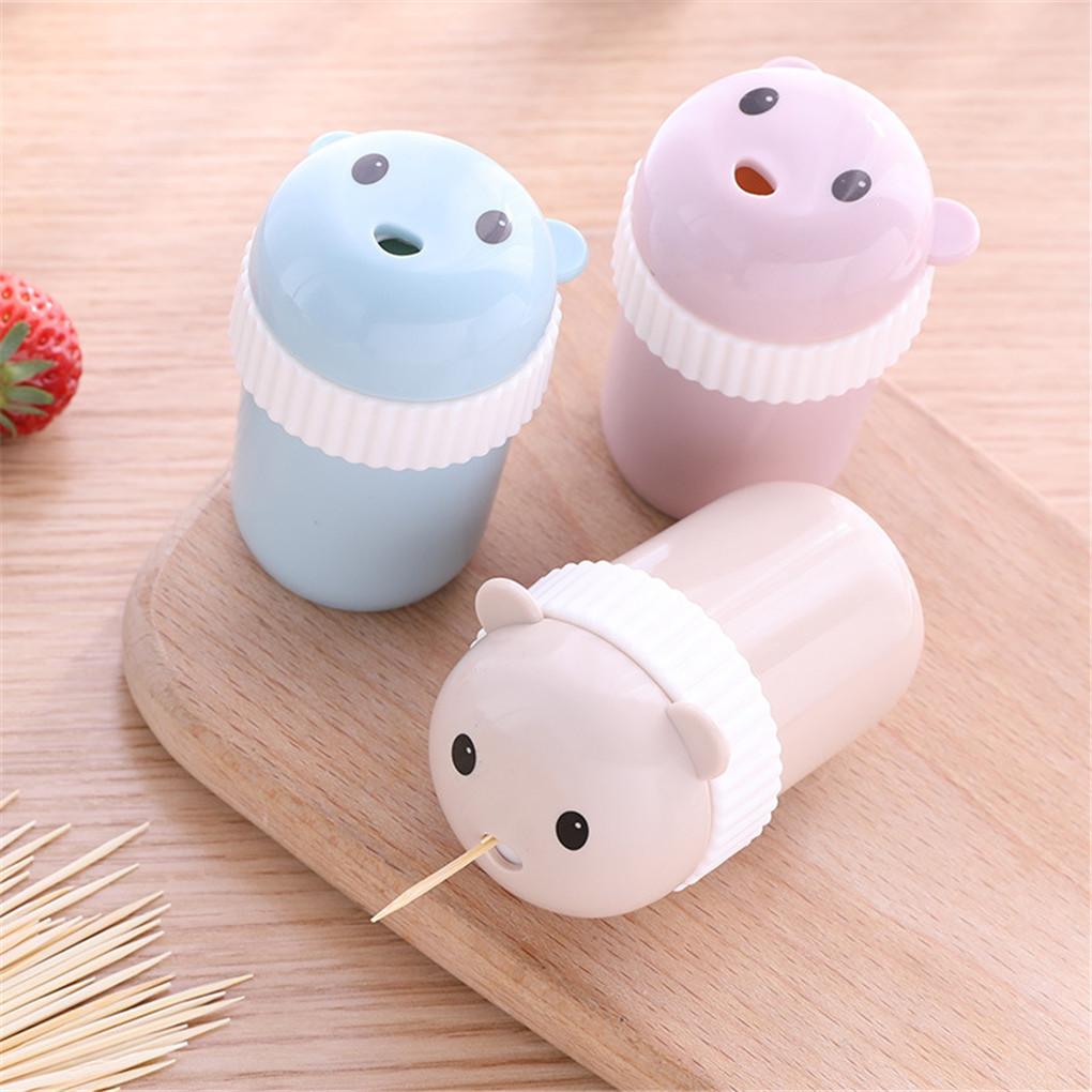 Cartoon Plastic Toothpick Holder Dispenser Home Portable Toothpick Case Box Kitchen Table Decor Randome Color