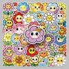 50 Cute Smiley Face Flower Stickers for DIY: Hand-Drawn Designs for Cars, Phone Cases, Diaries & Notebooks