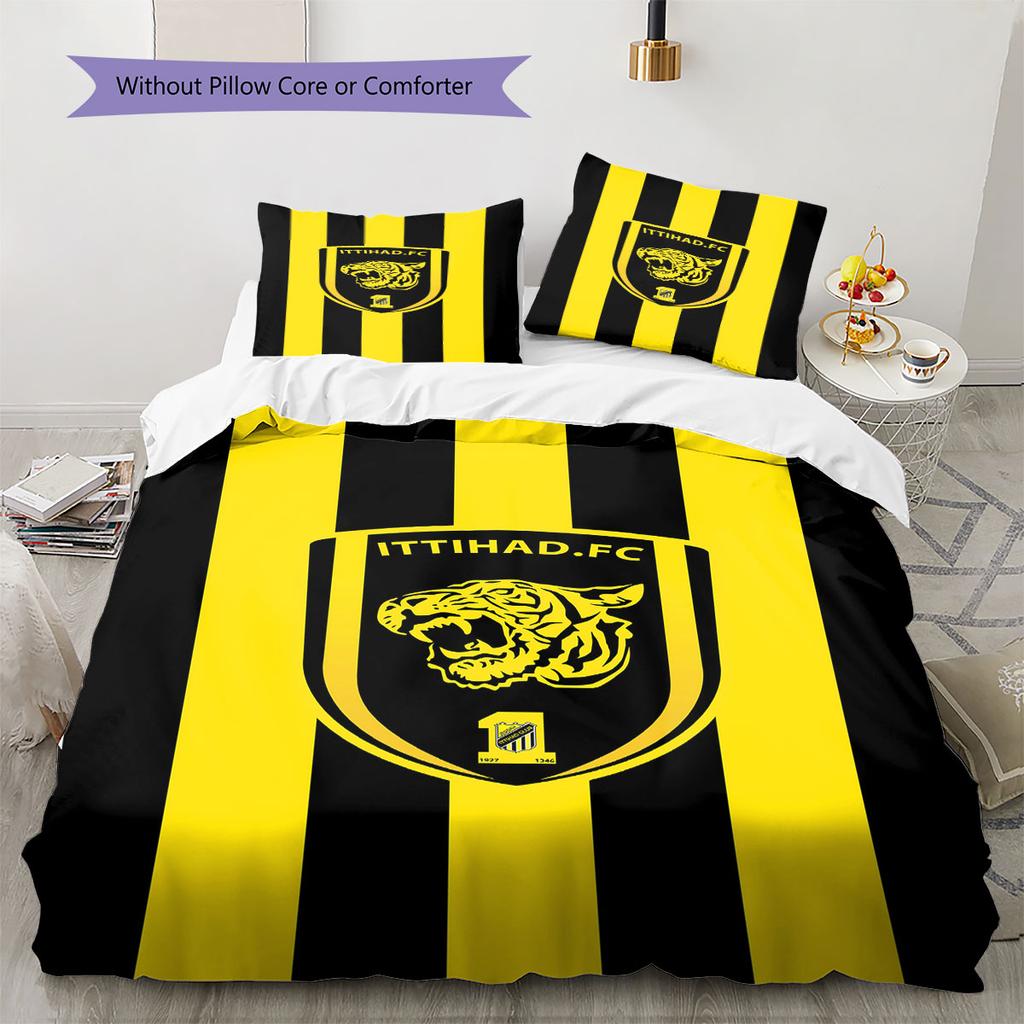Al-Ittihad FC Pattern Bedding,Quilt Set Quilt Cover Pillowcase Home Birthday Gift(1 * duvet cover + 2 * pillowcase, without core)