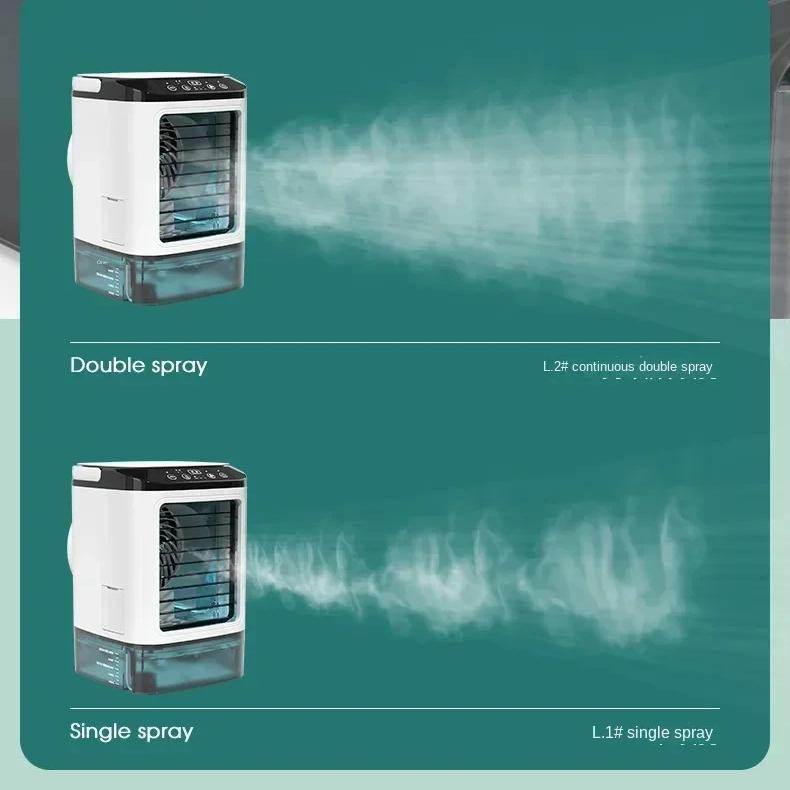 Air Conditioner Portable Fan Desktop Dual Spray Ultrasonic Atomization 3-Speed Mute Air Cooler Night Light Electric Fan