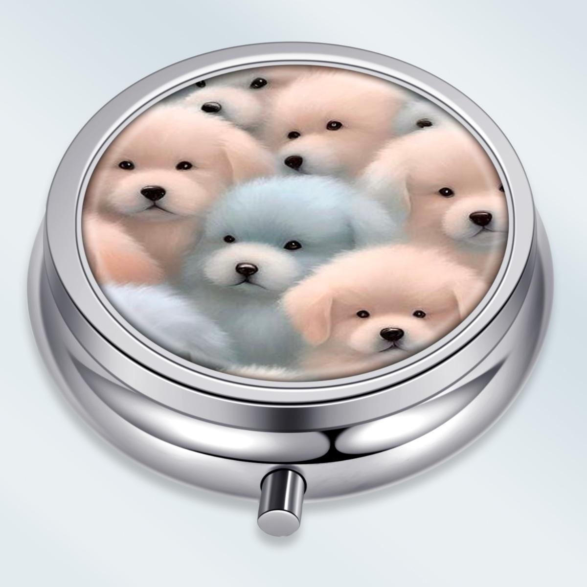 

Portable Pill Box with 3 Compartments, Mini Metal Medicine Organizer Case, Cute Printed Pill Container for Vitamins, Pills, Jewelry, Travel, Daily Use разноцветный