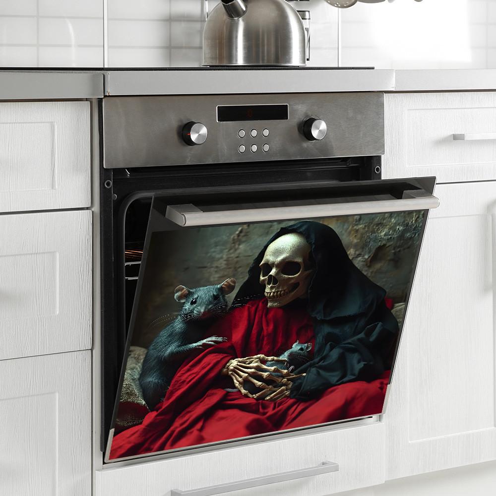 Smile Skeleton Halloween And Mouse Glass Cabinet Kitchen Decor Stickers Wall