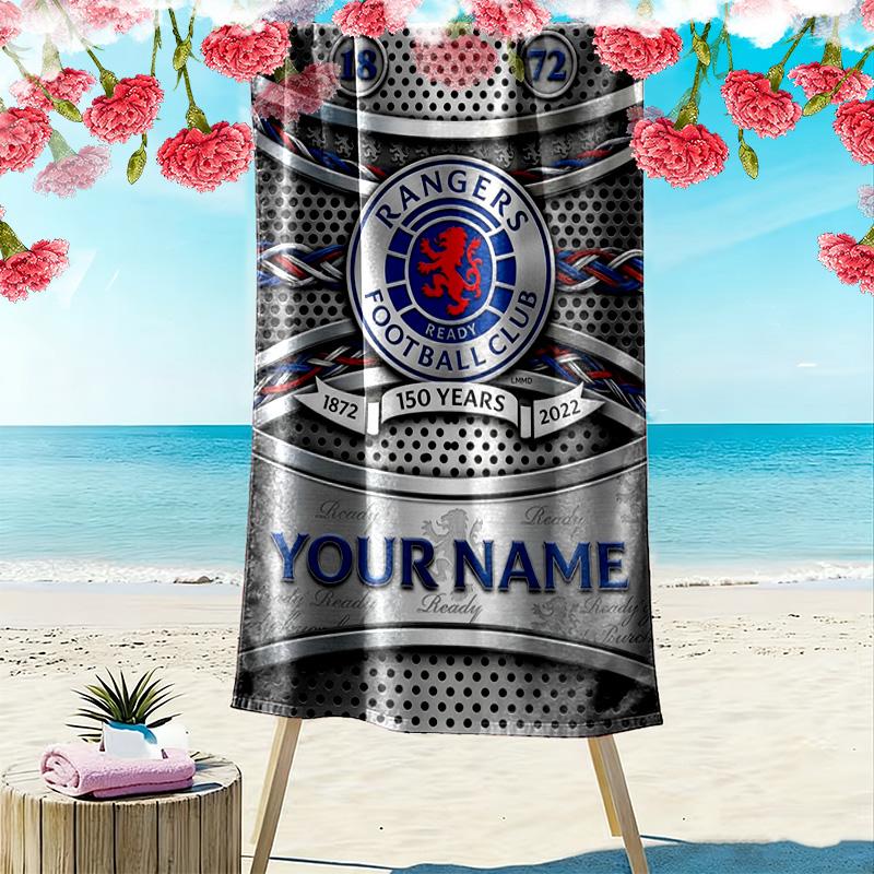Name Custom Rangers fc Logo Print Beach Towel, Large Soft Quick Dry Towel for Beach Camping Swimming