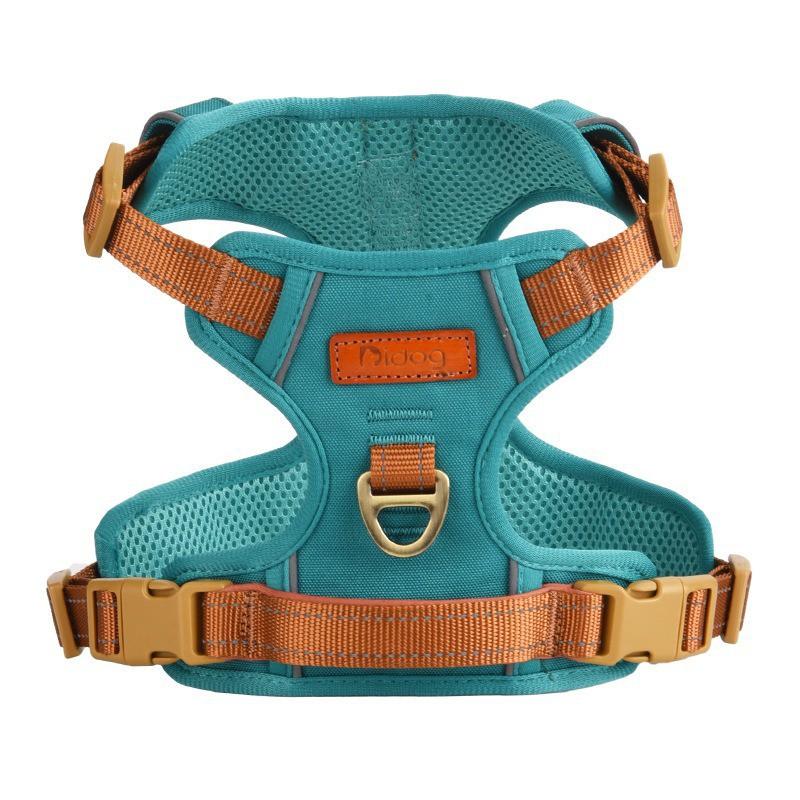 Adjustable Dog Harness Vest With Reflective Stripes PU Leather Trim Small To Large Breeds