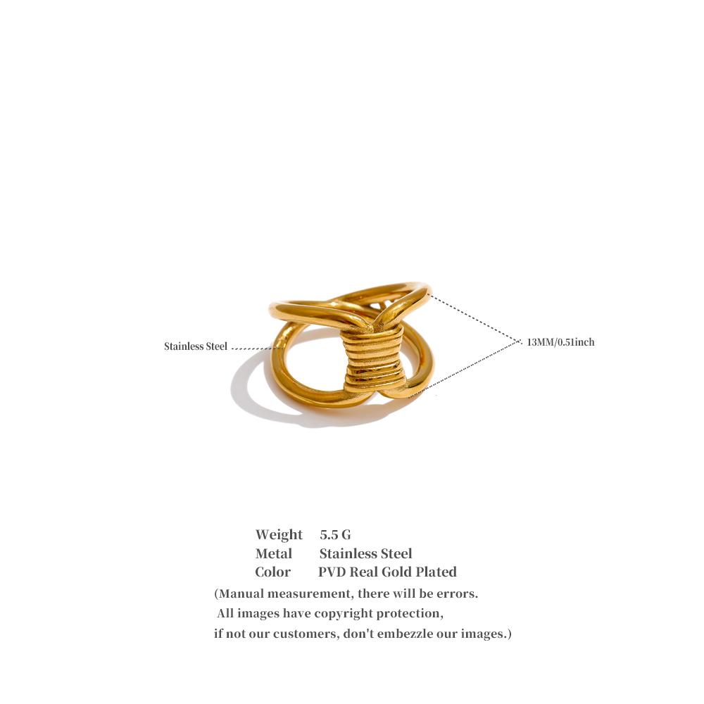 Eetit Size 678 New Stainless Steel Knot Golden Ring Rust Proof Metal 18K PVD Plated Distinctive Finger Jewelry for Women