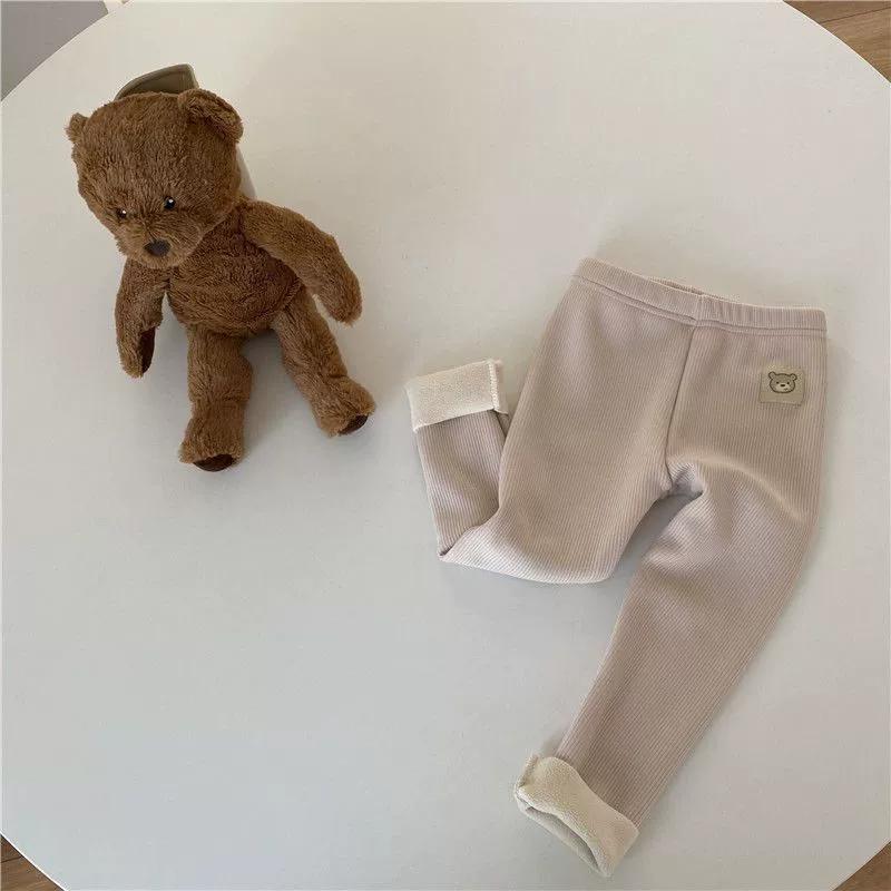 Unisex Kids' Plush Warmth Bottoms with Cartoon Patterns Ideal for Autumn and Winter Outdoor Activities Kids Pants