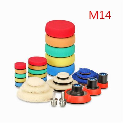29 Pcs Car Drill Buffing Polishing Pad 1" 2" 3" Waxing Sponge M14 Thread Adapter