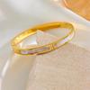 Rose Gold Titanium Steel Women's Bracelet with Inlaid Diamonds - Durable, Stainless, and Stylish