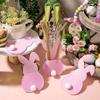 4 Pezzi Pratica Sacca Portaposate in Feltro a Forma di Coniglio Sacca Portaposate in Feltro con Coniglio di Pasqua Decorazioni Felici di Pasqua per Posate