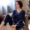 Long Sleeve Silk Pajamas Women's Set Comfortable Women's Pajamas Solid Color Casual Pajamas Set Luxurious Top and Pants Pajamas