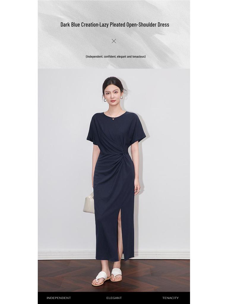 Aura Casual Round Neck Midi Dress – Women's Summer Style