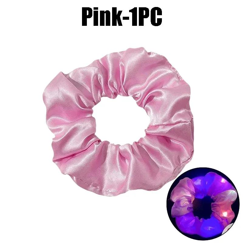LED Luminous Scrunchies Hairband Ponytail Holder Headwear Elastic Satin Hair Bands Girl Hair Accessories for Party