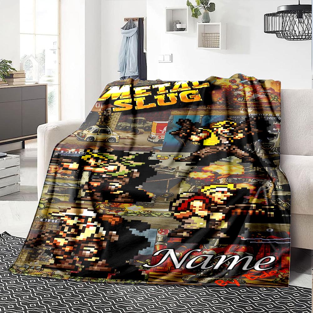 Customiz Name Personality Metal Slug  Blanket Soft &Warm Sofa Office Bed Travel Lunch Break Blanket, Gift Suitable All Seasons