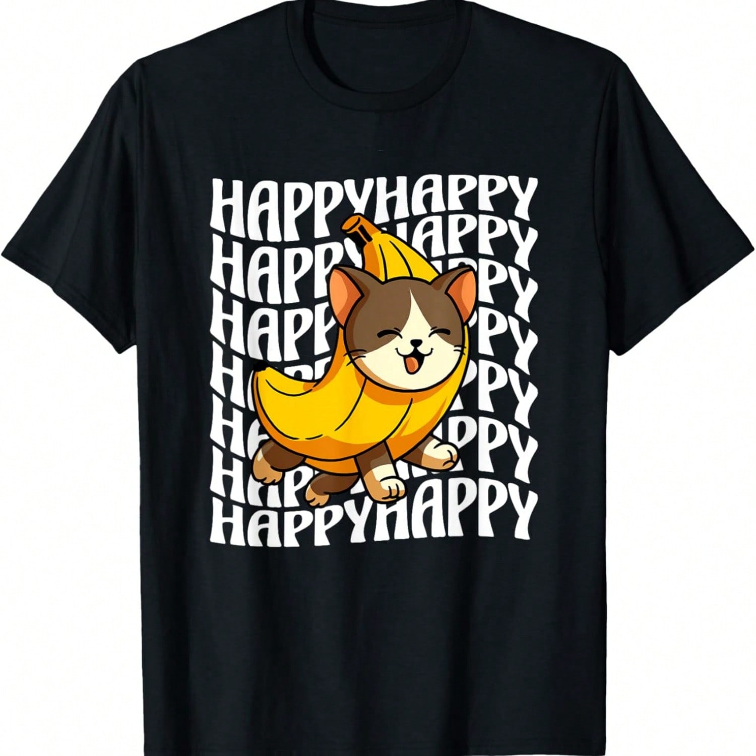 Happy Banana Cat Meme Bananacat Happy Kitty Cat Lovers Meme T-Shirt S разноцветный
