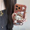 Fashion Brown Plaid Pattern Hellokitty Magnetic Phone Case For iPhone 17 Pro 16 15 14 Pro Max Cover with Stand For Magsafe Cute