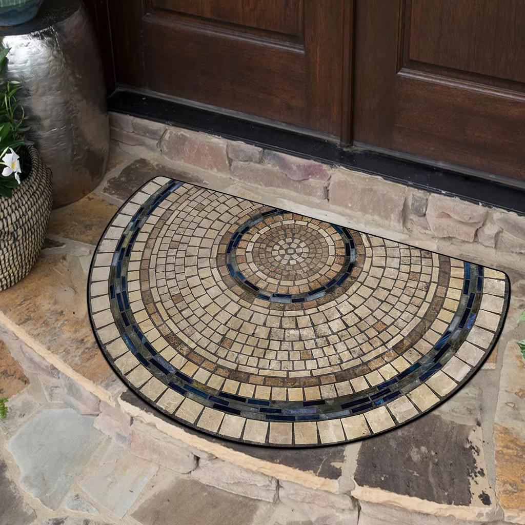 Entrance Door Mat Dust Sand Proof Floor Mats Outdoor Patio Doormat Plant Flower Home Decoration Rug Semi-Circular Carpet