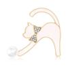 Stylish Cats Shaped Shell Brooch Featuring Rhinestones Elegant Lapel Pin For Versatile Accessory Pairing