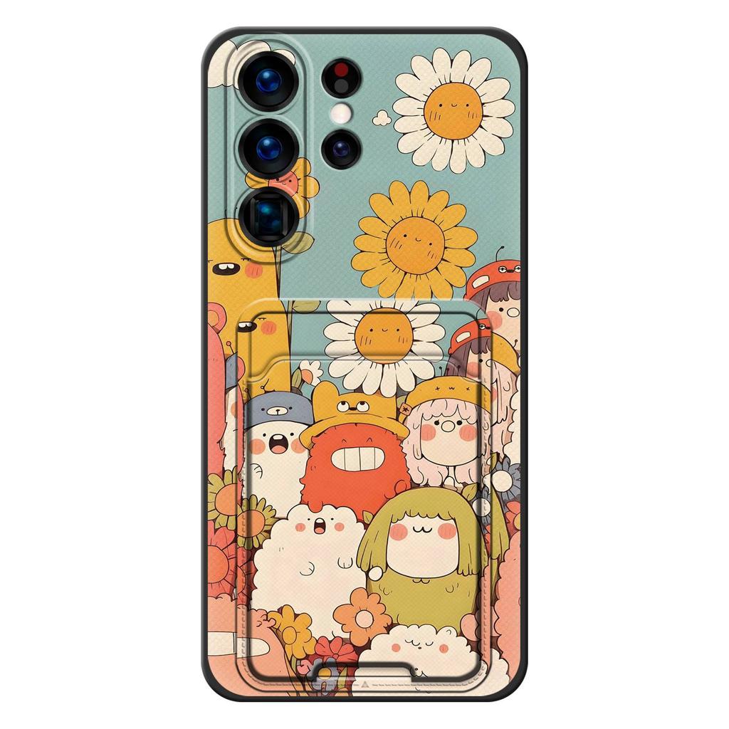 Protective Dirt-resistant Phone Case For Samsung Galaxy S24 Ultra Anti-knock Card Sleeve Silicone Graffiti Shockproof