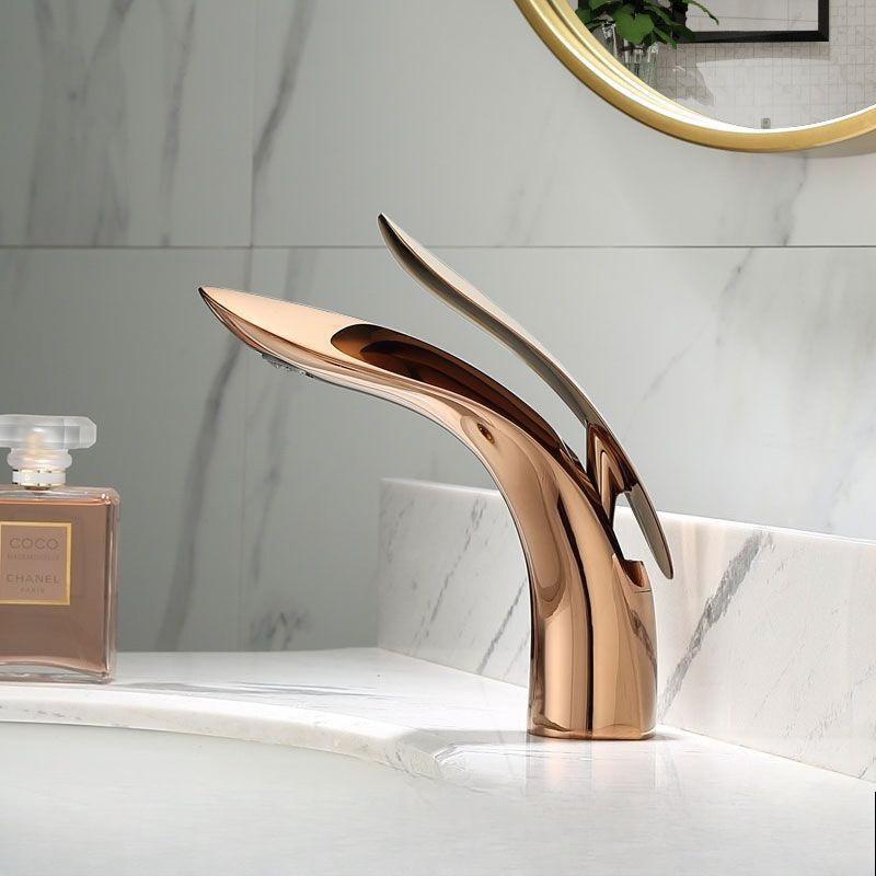 

Basin Faucets Modern Rose Gold Bathroom Faucet Waterfall Single Hole Cold and Hot Water Tap Basin Faucet Mixer x рожевий колір золота
