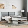 Metal Bed Frame with Headboard and Footboard Black 140x190 Cm