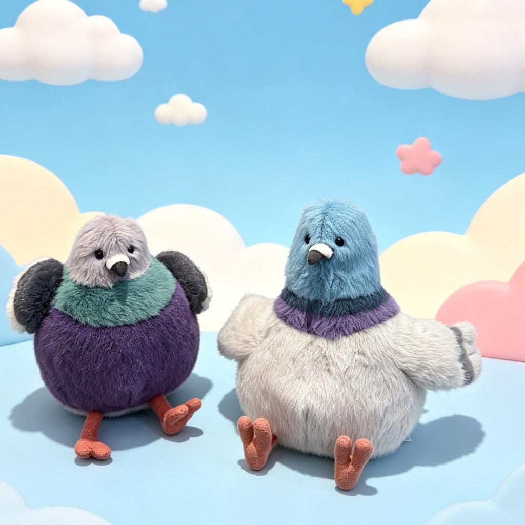 Blaues dickes Tauben-PP-Baumwoll-Super-Weich-Plüschtier Stoffvogel Niedriger runder Körper Kinder Babyparty Geburtstagsgeschenk