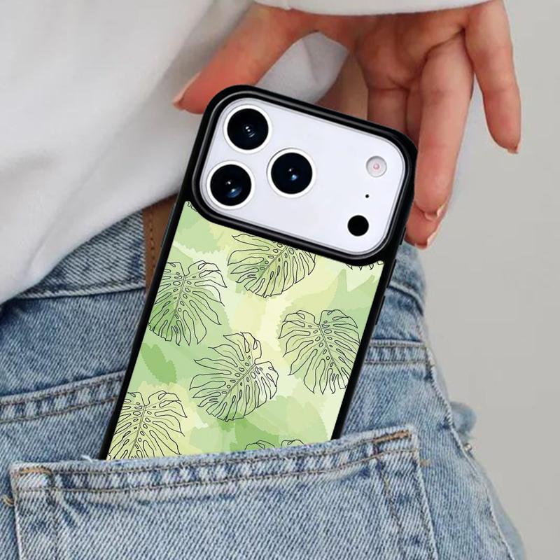 Tropical Green Plant Leaf Phone Case for iPhone 17ProMax 12 13 14 15 16e 17 Pro Max Plus Air Cover