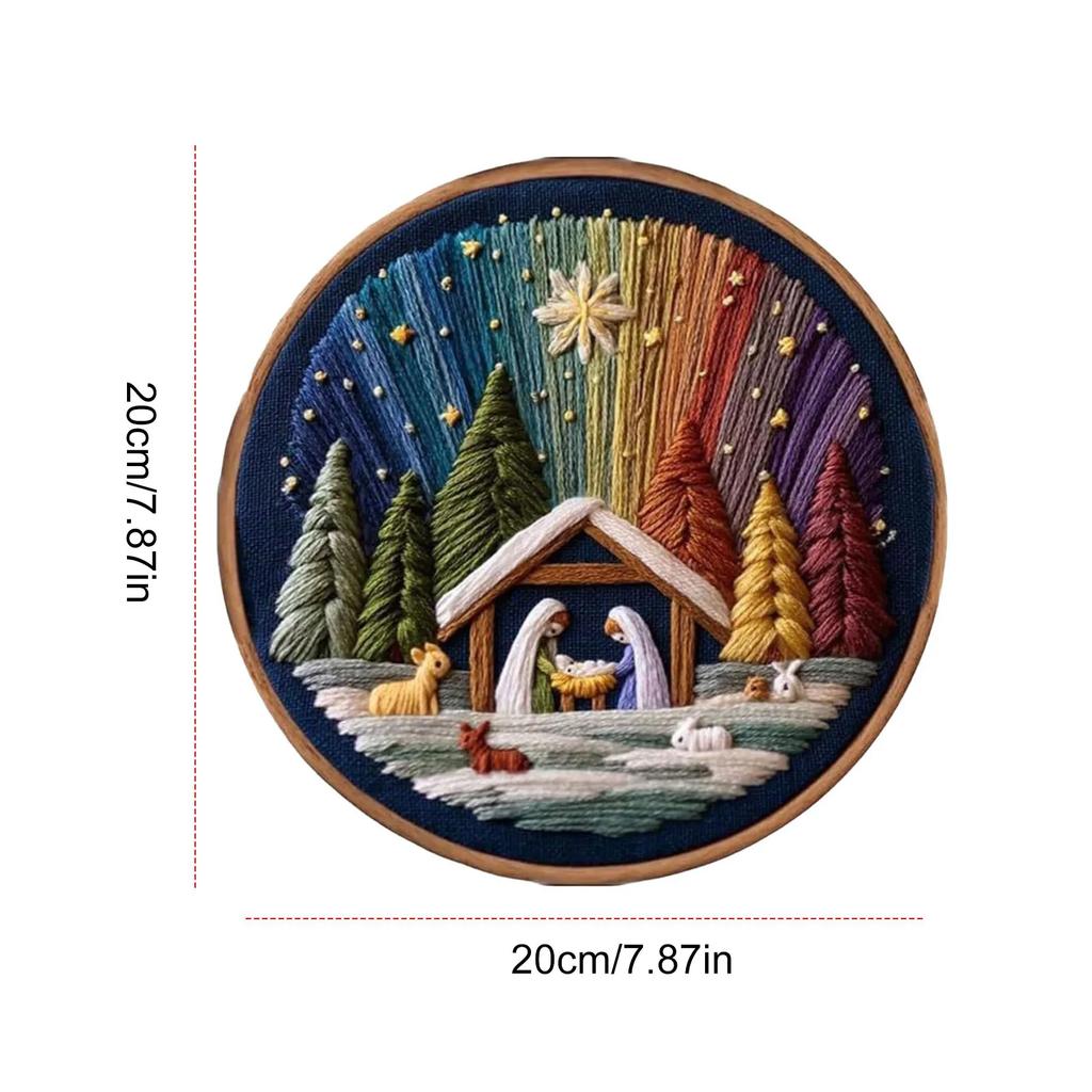 Creative Christmas DIY Embroidery Material Package Set With Stamped Patterns For Beginners Nativity Scene Cross Stitch Set Gifts
