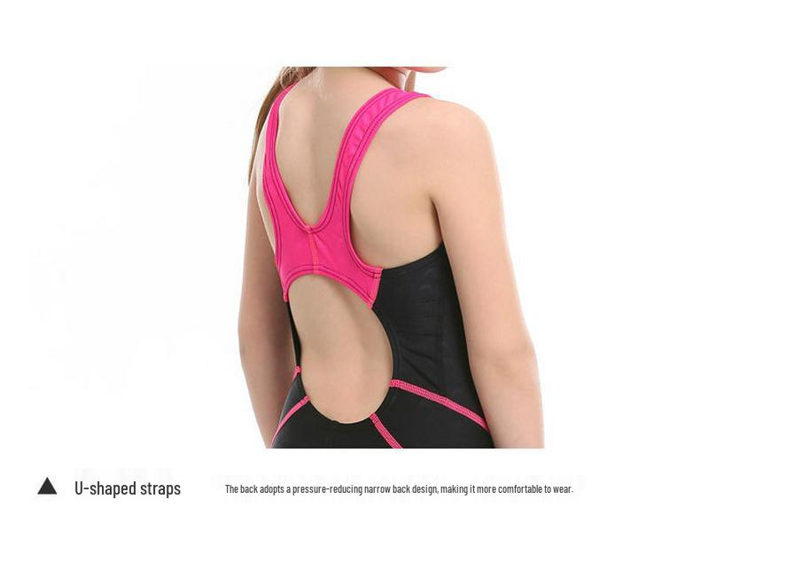 Girls' One-Piece Swimsuit - Cute, Five-Point Design for Children's Swim Training