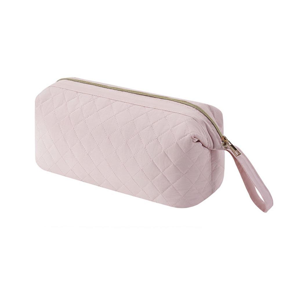 Portable Solid Color Storage Organizer Quilted Large Capacity Makeup Bags Pen Bags Travel