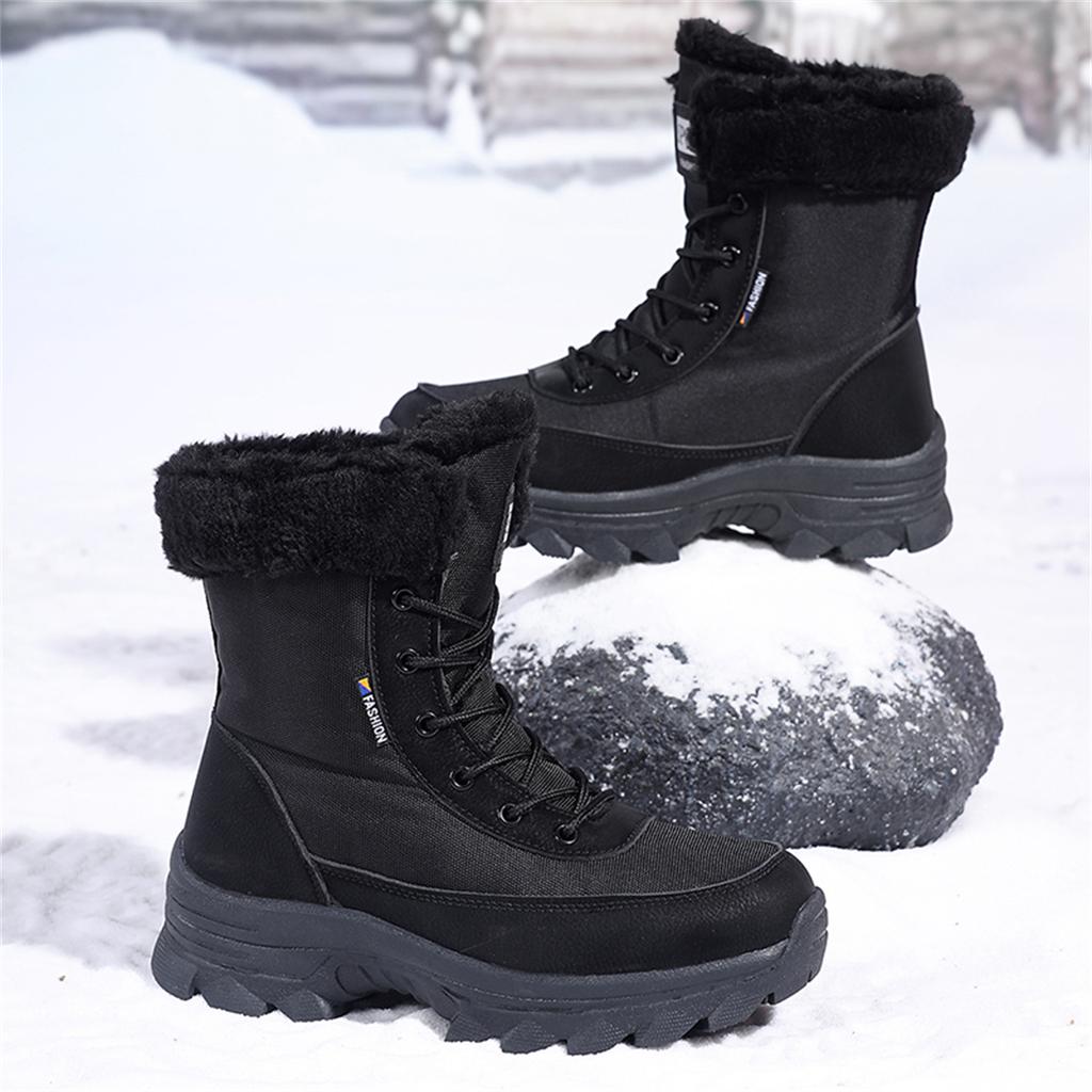 TUINANLE Dames varme bomullssko snøstøvler vinter ankelstøvletter sklisikre korte støvletter
