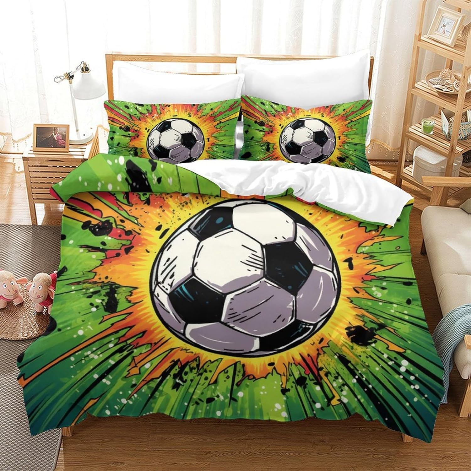 3D Printed Duvet Cover Set 2 Pieces Bedroom Bed Bedding Set Soft Easy Care with Zipper Closure Pillowcases for Teens And Adults 135x200cm
