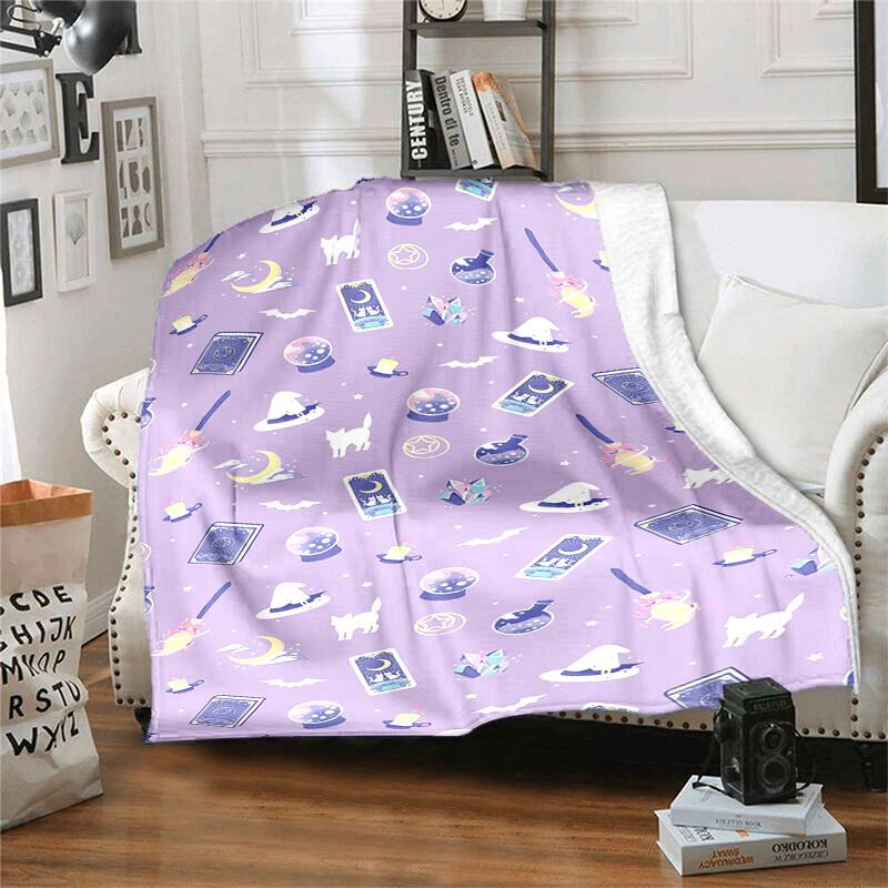 1pc Witchcraft Symbols Pattern Cartoon Blanket,Portable Throw for Travel & Camping, All Season Cozy Blanket,Ideal Gift