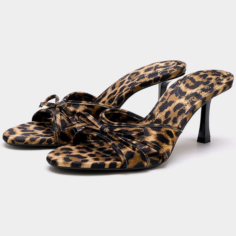 

Fashion High Quality New Leopard Color Women Sandals 2025 Summer Slingback Heels Slippers Casual Stiletto High Heels Zapatos Mujer 39 леопардовый