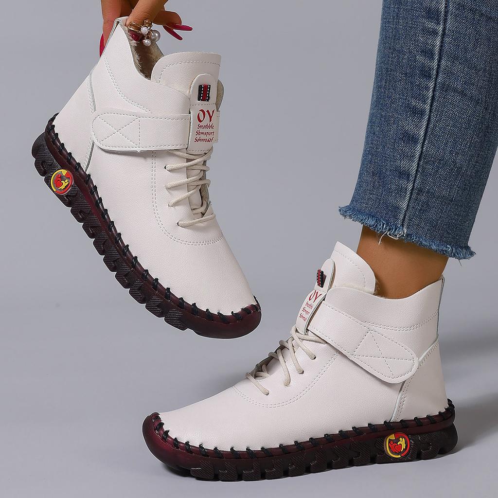 Fashion Women Boots 2025 New Comfortable Flat Ankle Boots Luxury Casual Thickened Warm Mom Shoes Fashion Handmade Cotton Shoes Women