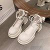 Hepburn style versatile platform thick heel Mary Jane women's shoes 2025 spring new fashion versatile bow French single shoes