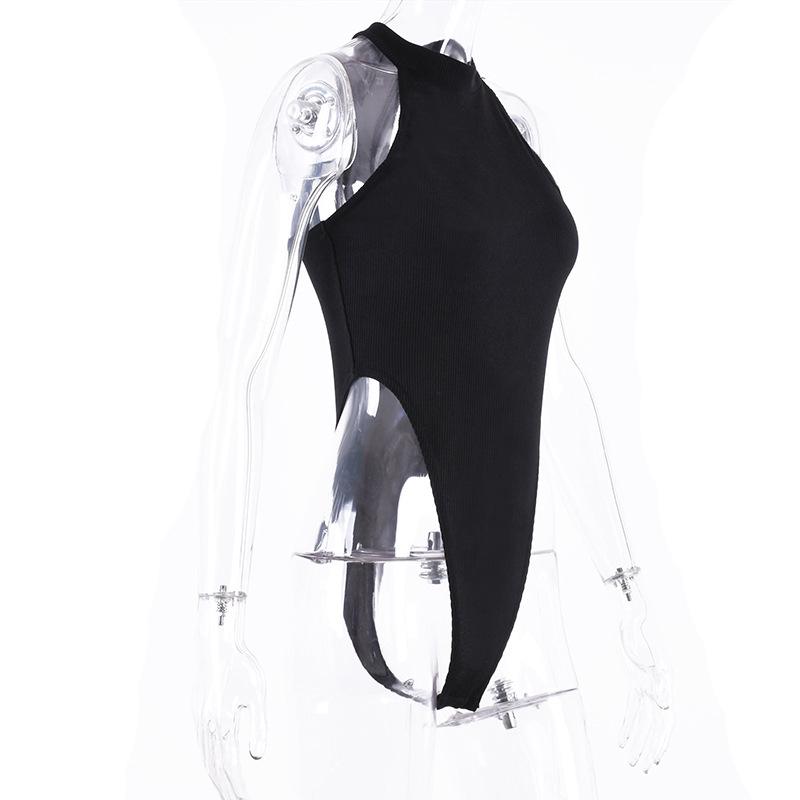 Letnie damskie bez rękawów Halter Romper, seksowny bandaż na szyję Slim Stretch Body