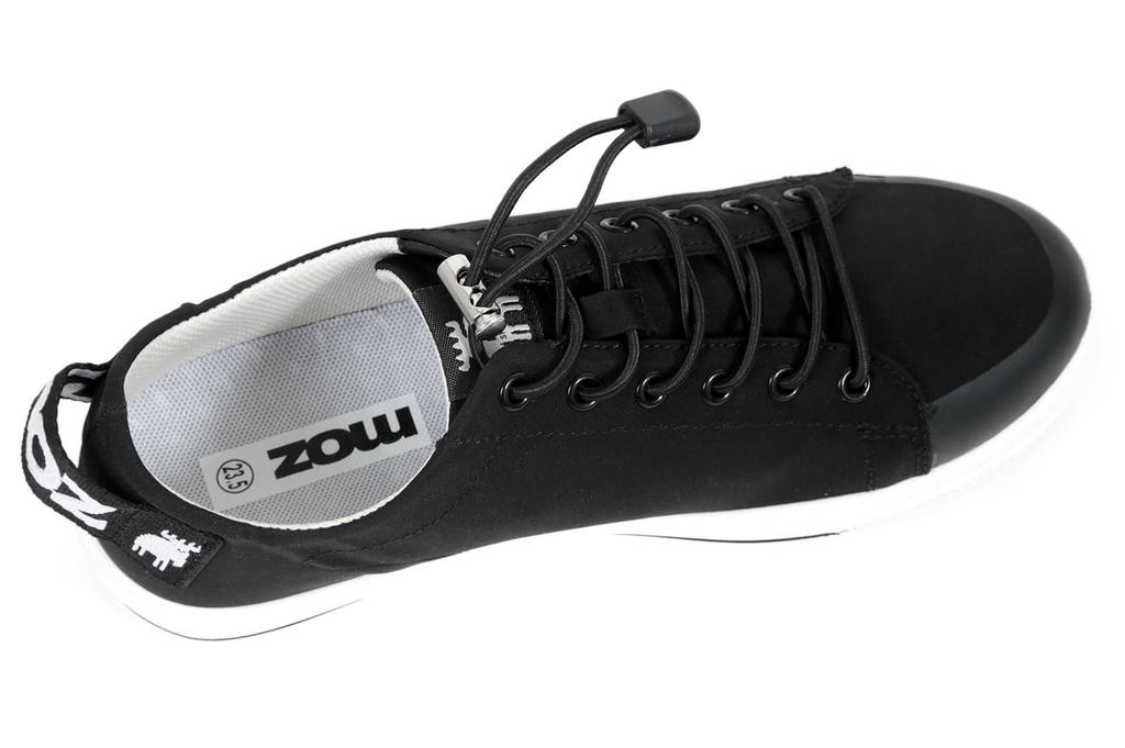 Mozu Waterproof Rain 4cm Stretch Elastic Size 23cm Women's Low-Top Sneakers, Waterproof, Non-Slip Sole, Laces, Black,