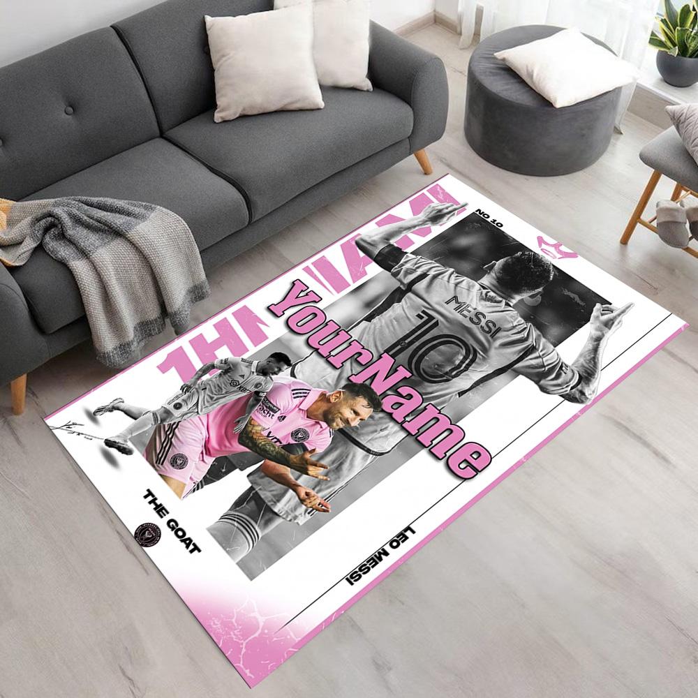 Messi Personalized Name Area Rug Design for Outdoor Decorate Room Hallway Entryway Antislip Carpet Anime Office Decor Gift for Festivals