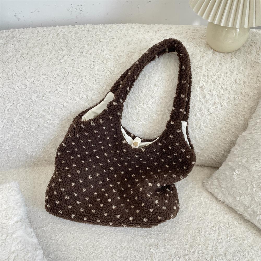 11 Autumn and Winter New Women's Bags, Love Lamb Plush Tote Bags, Women's Shoulder Bags, Portable Vest Bags