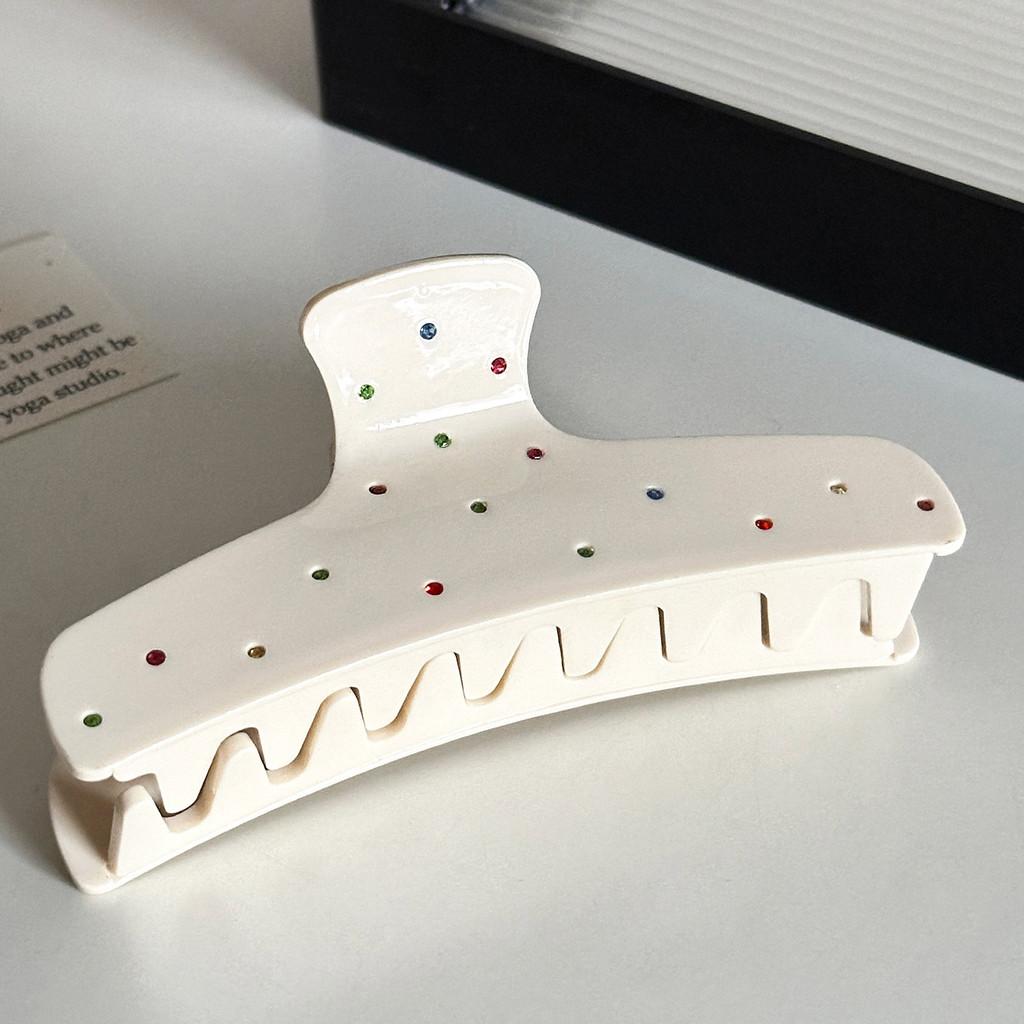 

Elegant Colorful Rhinestone Hair Clip Fashionable Acetate Claw Clip For Women White10.3cm