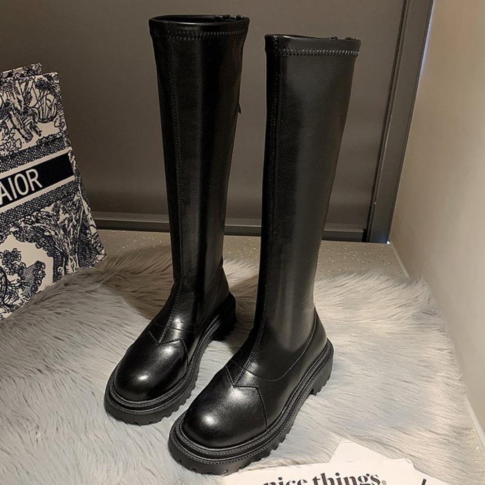 Long Tube Boots Women 2025 Autumn\Winter New Style Thick Sole Thick Heel Fashionable and Slimming Knight Boots platform shoes