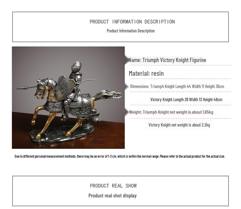 Nordic Luxury Knight and Horse Ornament: Elegant Chinese Style Decor for Living Room or Office