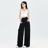 American multi-pocket black overalls women's trendy brand 1116 summer new wide-leg casual trousers