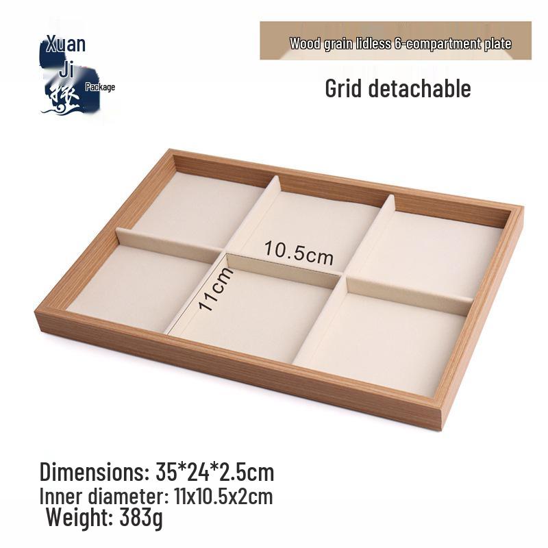 Wood Grain Jewelry Display Tray for Rings, Necklaces, and Earrings