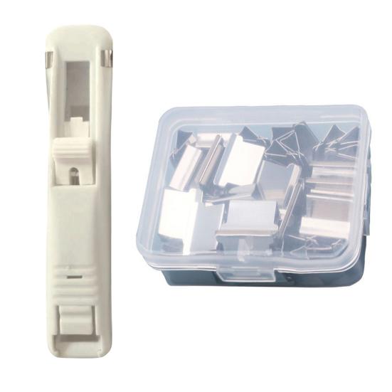 

Paper Clip Stapler Portable Clip Dispenser No Hole Punching Paper Pusher with 50 Refillable Transparent Metal Clips Office School Supplies G серебряный