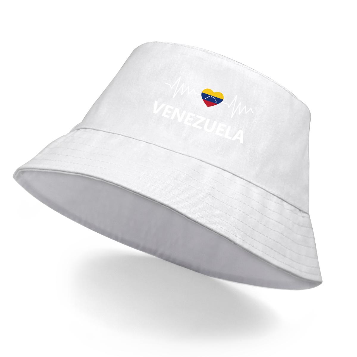 

Панама с принтом в виде волны сердца и флага Венесуэлы, патриотическая мужская шляпа, однотонная, весенняя мода, шляпа-ведро as the picture белый