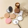 Mini Vintage Makeup Mirror Wood Grain Pu Folding Mirror Round Compact Travel Makeup Mirror Portable Pocket Mirror Elegant Gift